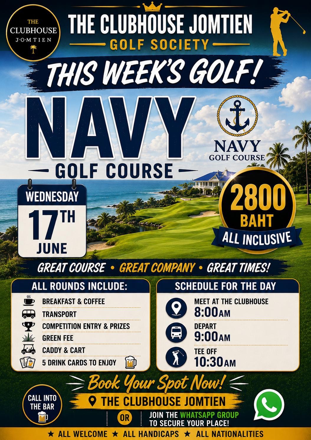Clubhouse Golf Society — Navy Golf Course · Wednesday 17 June · 2,800฿ all inclusive
